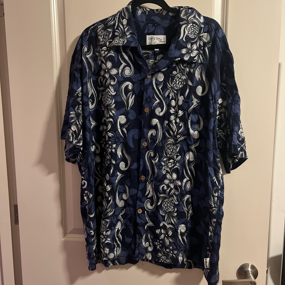 Y2K Navy Floral Button-Up – XL